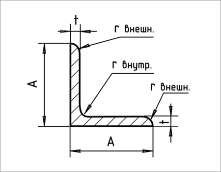 Чертеж уголка 50х50х5